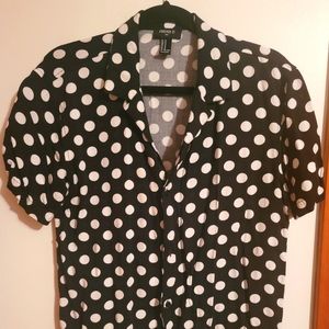 FOREVER 21 POLKA DOT BUTTON UP SHIRT